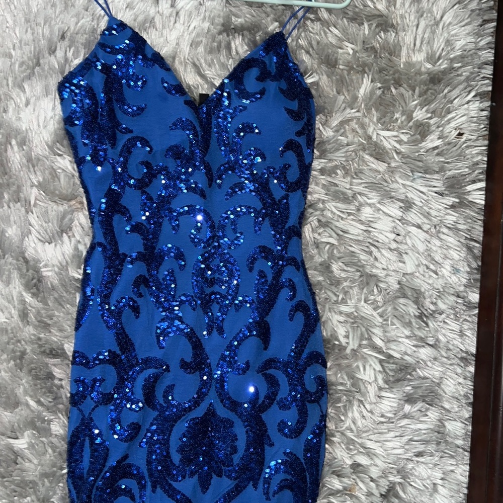Royal blue sparkly short dress